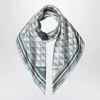 Prada Emerald Printed Silk Twill Scarf 90x90 In Green
