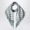 Prada Emerald Printed Twill Scarf 90x90 In Green