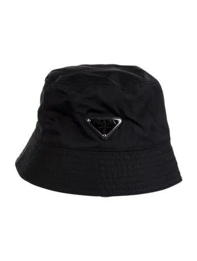 Pre-owned Prada Enamel Bucket Hat In Black