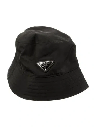 Pre-owned Prada Enamel Bucket Hat In Black