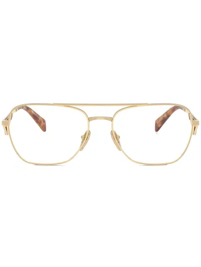 Prada Enamel Logo Glasses In Gold