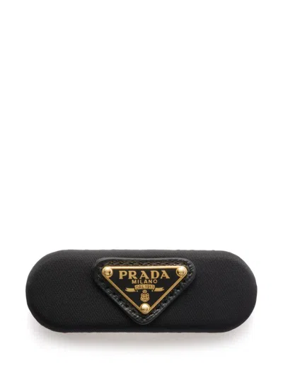 Prada Logo-plaque Hair Clip In Black