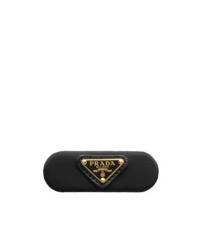 Prada Logo-plaque Hair Clip In Black
