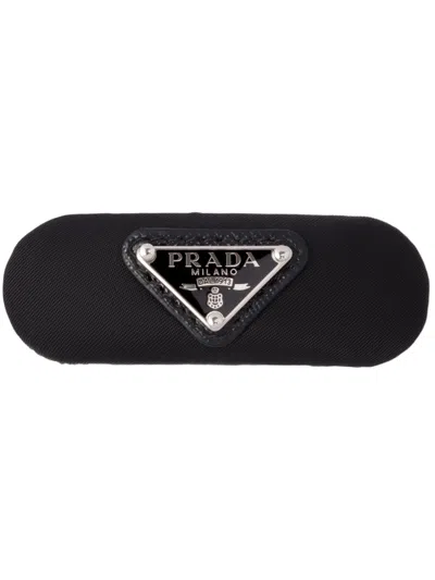 Prada Logo-plaque Hair Clip In Black