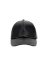Prada Enamel-logo Leather Baseball Cap In Black