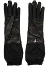 Prada Enamel-logo Leather Gloves In Black