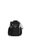 Prada Enamel-logo Leather Smartphone Case In Black