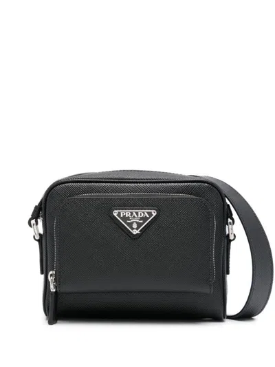 Prada Enamel-logo Messenger Bag