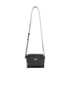 Prada Enamel-logo Messenger Bag In Black
