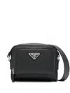 Prada Enamel-logo Messenger Bag In Nero