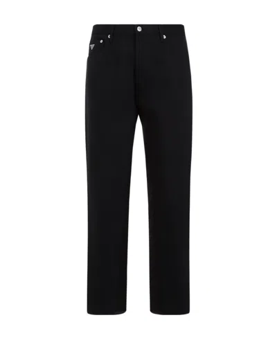 Prada Enamel-logo Mid-rise Jeans In Black