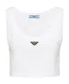 Prada Jersey Cropped Tank Top In White