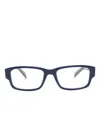 Prada Enamel-logo Square-frame Glasses In Blue