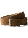 Prada Enamel-logo Suede Belt In Brown