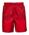 Prada Enamel-logo Swim Shorts In Red