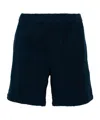Prada Enamel-logo Towelling-finish Shorts In Blue