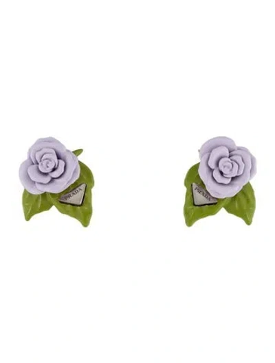 Pre-owned Prada Enamel Stud Earrings In Multicolor