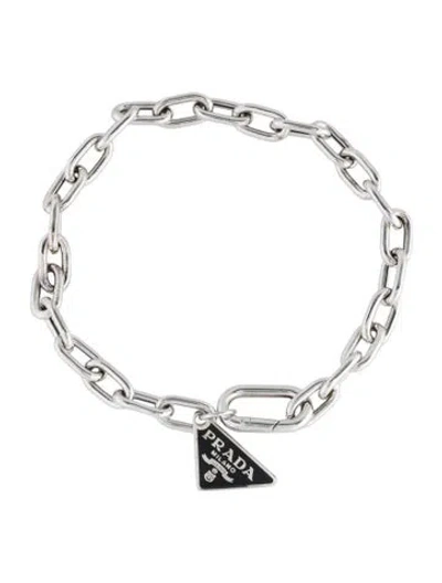 Pre-owned Prada Enamel Symbole Charm Bracelet, 7.75" In Multi