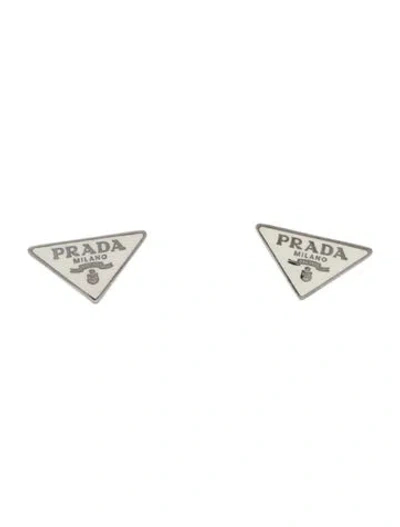 Pre-owned Prada Enamel Symbole Earrings In Multicolor