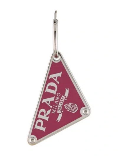 Pre-owned Prada Enamel Symbole Pendant Earring In Pink