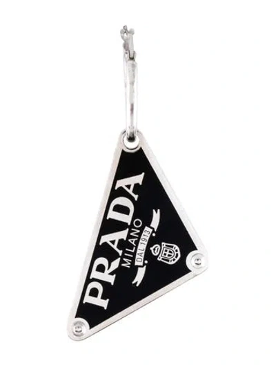 Pre-owned Prada Enamel Symbole Single Pendant Earring In Multicolor