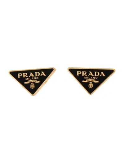 Pre-owned Prada Enamel Symbole Stud Earrings In Multicolor