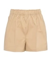 Prada Womens Neutral Elasticated-waist Cotton-poplin Shorts In Rope Ash
