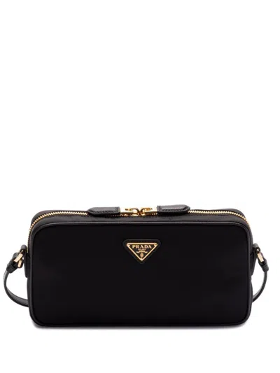 Prada Enamel-triangle Crossbody Bag