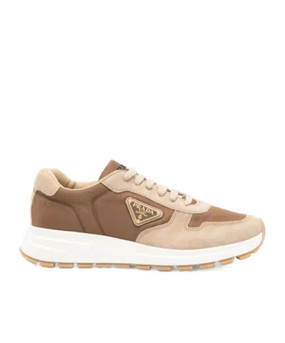PRADA PRADA ENAMEL-TRIANGLE LACE-UP SNEAKERS