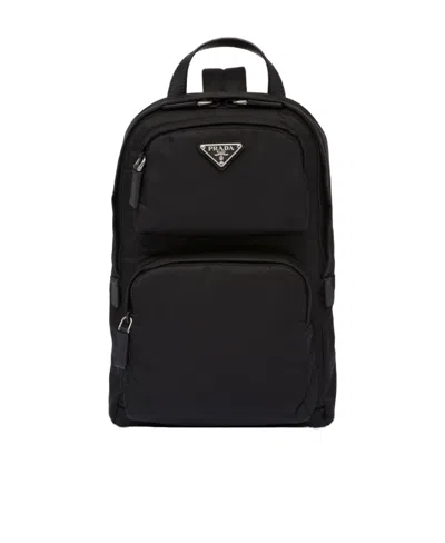 Prada Re-nylon And Saffiano Leather Backpack In Black