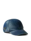 Prada Enamel Triangle Logo Baseball Cap In Blue