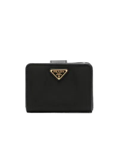 PRADA PRADA ENAMEL TRIANGLE-LOGO BI-FOLD WALLET