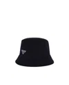 Prada Enamel Triangle-logo Corduroy Bucket Hat In Blue
