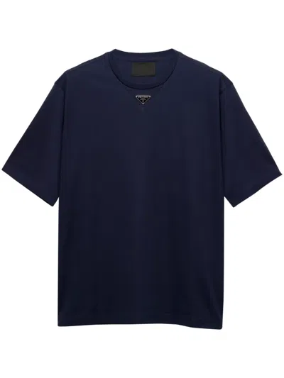 PRADA ENAMEL TRIANGLE-LOGO COTTON T-SHIRT