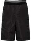 PRADA ENAMEL TRIANGLE-LOGO ELASTICATED-WAIST SHORTS