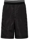 Prada Enamel Triangle-logo Elasticated-waist Shorts In Nero+nero