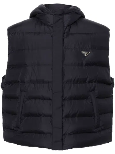 Prada Enamel Triangle-logo Gilet In Blue