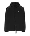 Prada Logo Plaque Drawstring Jacket In Black