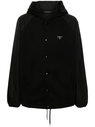 Prada Bomberjacke Mit Logo-applikation In Black  