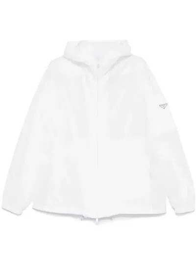 Prada Enamel Triangle Logo Jacket In White
