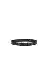 Prada Enamel-triangle-logo Leather Belt In Black