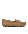 Prada Enamel Triangle-logo Leather Loafers In Nude
