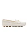 Prada Triangle Logo Grained Leather Loafers In Nude