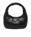 Prada Enamel Triangle-logo Leather Shoulder Bag In Black