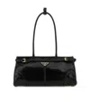 Prada Bonnie Medium Naplak Patent Leather Handbag In Black