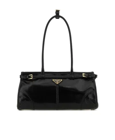 Prada Triangle-logo Tote Bag In Black
