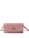 Prada Enamel Triangle Logo Mini-bag In Pink