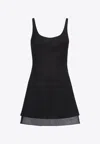 Prada Enamel Triangle-logo Wool Dress In Black
