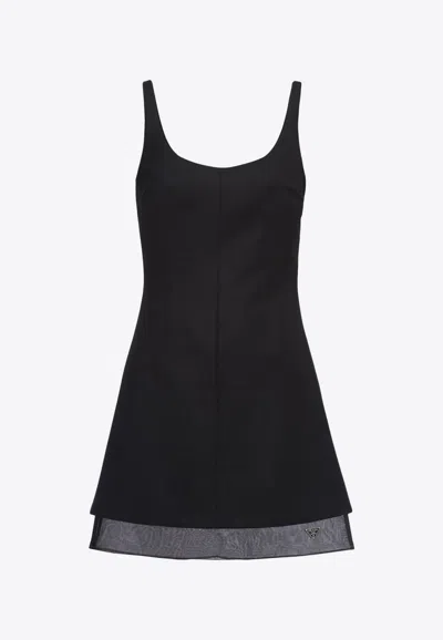 PRADA ENAMEL TRIANGLE LOGO MINI DRESS