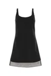 Prada Enamel Triangle-logo Wool Dress In Nero